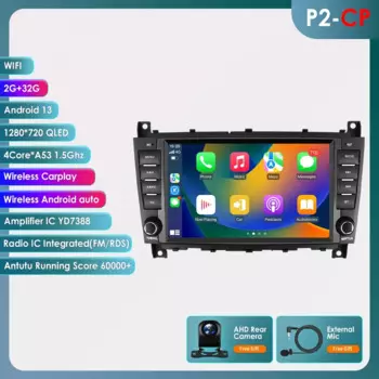 Автомобильный мультимедийный плеер Carplay Android для Mercedes Benz W203 C 2004 - 2007 CLC 2008-2010, автомагнитола, аудио, стерео, GPS навигатор, SWC, RDS