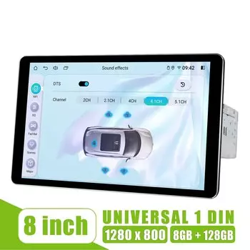 Автомобильный мультимедийный плеер JOYING, универсальная стерео-система на Android 12, с камерой спереди и сзади, 8 "экраном, Типоразмер 1 Din