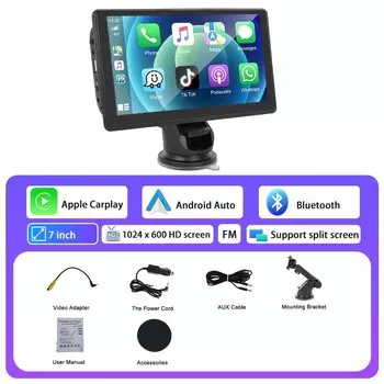 Автомобильный мультимедийный плеер Podofo, MP5-плеер 7 дюймов с поддержкой Bluetooth и GPS, для Android, Apple Airplay