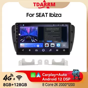 Автомобильный мультимедийный видеоплеер на Android 13 для Seat Ibiza, 9 дюймов, мультимедийный плеер с Wi-Fi, беспроводной автомобильный радиоприемник для Carplay, GPS-навигация