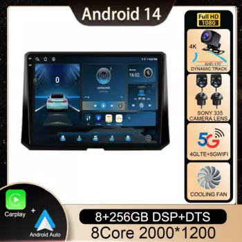 Автомобильный мультимедийный видеоплеер на Android 14 для Toyota Corolla 12 2019-2022, автомагнитола Carplay, стерео, 4G, Wi-Fi, GPS, камера 2 Din 360