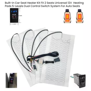 Автомобильный обогреватель сиденья 12 В, универсальные нагревательные подушки из углеродного волокна, 2 циферблата, 5 уровней, система двойного переключателя управления, подходит для 2 сидений, зимний обогреватель