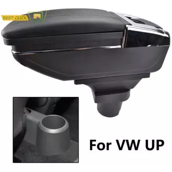 Автомобильный подлокотник для VW Up 2009-2017, вращающийся подлокотник 2010 2011 2012 2013 2014 2015 2016, ящик для хранения центральной консоли, пепельница BLK