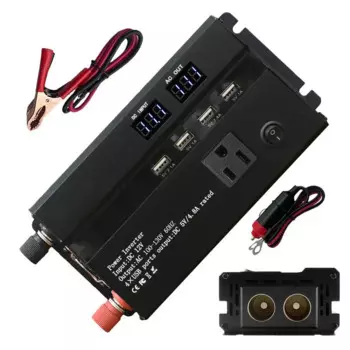 Автомобильный преобразователь напряжения с 4 USB-портами, 3000 Вт