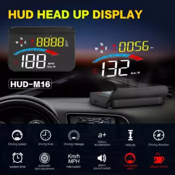 Автомобильный проектор BigBigRoad GPS HUD, цифровой проектор скорости, сигнализация безопасности, обновленный уровень потребления топлива, температура KMH/KPM