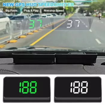 Автомобильный проектор на лобовое стекло, цифровой спидометр с GPS и HUD, подключи и работай для всех автомобилей, большой шрифт, KMH, автомобильные аксессуары