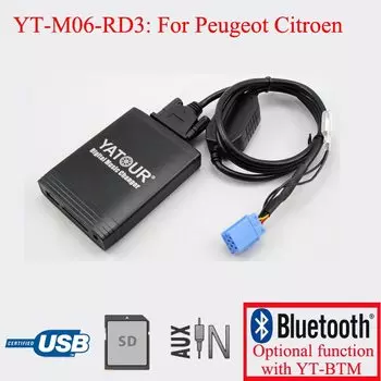 Автомобильный проигрыватель Yatour, CD, USB, sd-карта, AUX для Peugeot, Citroen, RD3