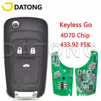 Автомобильный пульт дистанционного управления Datong World для Chevrolet Monza 4D70 чип 433.92FSK, БЕСКЛЮЧЕВОЙ Выкидной ключ с необработанным лезвием HU100