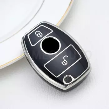 Автомобильный пульт дистанционного управления из ТПУ, чехол с двумя кнопками для Mercedes Benz A, B, R, G, Class, GLK, GLA, GLC, GLR, W204, W210, W176, W202, W463