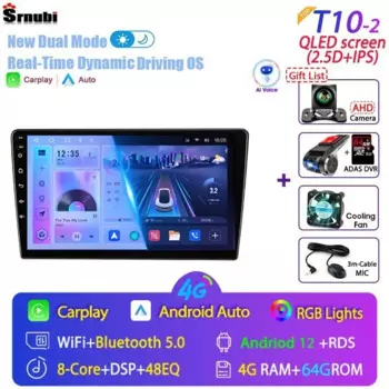 Автомобильный радиоприемник 2 Din Android 12 Auto Carplay Универсальный 7 "9" мультимедийный плеер для Nissan Honda Toyota Lada Volkswagen Hyundai Ford