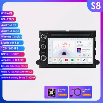 Автомобильный радиоприемник 2Din AI Carplay Android для Ford F150 F250 F350 Escape Explorer Edge E150 Mustang GPS Мультимедийный плеер Octa Core 7862