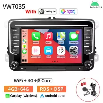 Автомобильный радиоприемник 7 дюймов Android CarPlay для Volkswagen VW Passat Golf Jetta Polo Skoda Seat Bluetooth GPS FM Авторадио