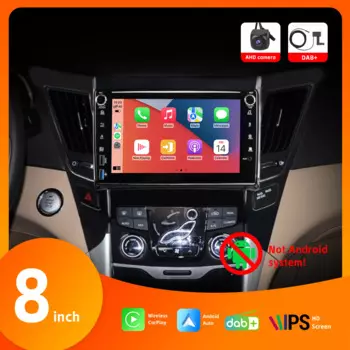 Автомобильный радиоприемник, 8 дюймов, HD IPS, сенсорный экран, беспроводной Carplay, Android, авто BT DAB + AHD, камера заднего вида для Hyundai Sonata 2010-2015