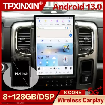 Автомобильный радиоприемник, экран 14,4 дюйма, Android, для Dodge Ram 2013, 2014, 2015, 2016, 2017, 2018, GPS-навигация, Автомобильный мультимедийный Головной блок