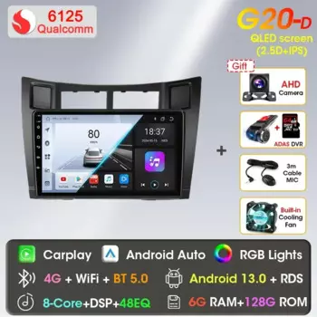 Автомобильный радиоприемник Android 12 2 Din для Toyota Yaris 2005-2012, мультимедийный плеер 2din Carplay, авто стерео GPS, головное устройство, навигатор, аудио