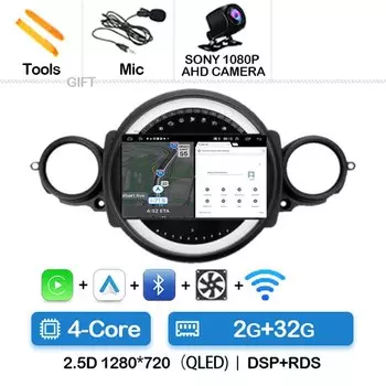 Автомобильный радиоприемник Android 14 для BMW Mini Cooper R56 R60 R51 2006-2015 Мультимедийный навигационный головное устройство Carplay Auto GPS 4G WIFI