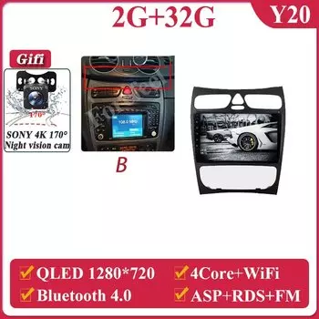 Автомобильный радиоприемник Android 14 для Mercedes Benz C-Class W203 C200 C320 C350 CLK W209 2002-2005 Мультимедийный плеер GPS-навигация DVD BT