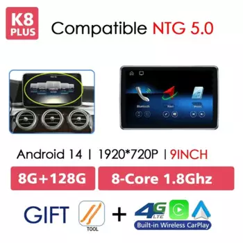 Автомобильный радиоприемник Android 14, для Mercedes Benz ML GL GLE Class W166 X166, GPS, беспроводной Android Auto Carplay, мультимедийный плеер, головное устройство