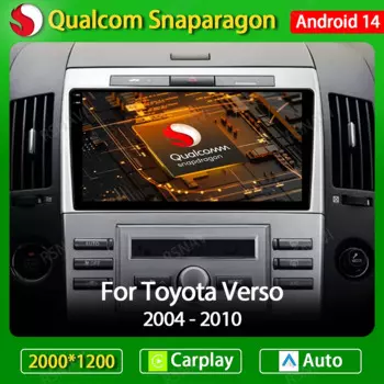 Автомобильный радиоприемник Android 14 для Toyota Corolla Verso AR10 2004-2009, мультимедийный стереопроигрыватель Carplay, Автомобильное видео, головное устройство, Wi-Fi, 4G DSP