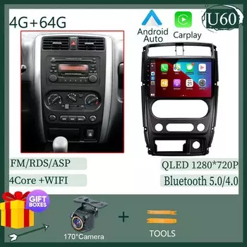 Автомобильный радиоприемник Android для Suzuki Jimny 2005-2018 Carplay, мультимедийный плеер, 2Din, автомобильная стереосистема, 9-дюймовый головное устройство, авто аудионавигация, GPS