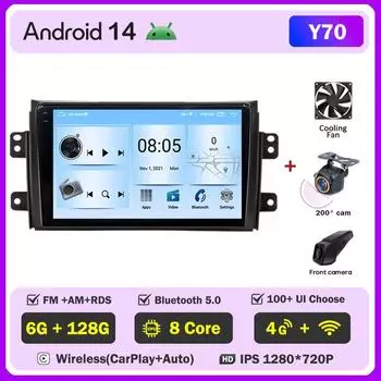 Автомобильный радиоприемник Android 15 мультимедиа для Suzuki SX4 2006-2013 Fiat Sedici 2005-2014 navigazione GPS Auto Video 4G без 2din DVD