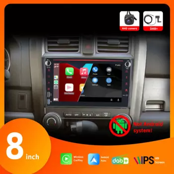 Автомобильный радиоприемник Carplay, 8 дюймов, HD, IPS, сенсорный экран, Android, авто DAB + Bluetooth SWC, AHD, камера заднего вида для Honda CRV 2007-2011