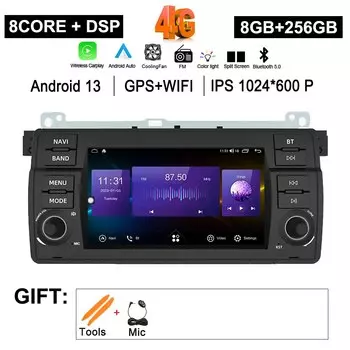 Автомобильный радиоприемник Carplay Android 14 для BMW E46 M3 318/320/325/330/335 мультимедийный GPS Авторадио 4G bluetooth динамик DSP