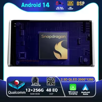 Автомобильный радиоприемник Carplay Android 14 для Toyota RAV4 XA50 2018-2020 Мультимедийный видеоплеер Навигация GPS Стерео 2Din DVD 360 Камера