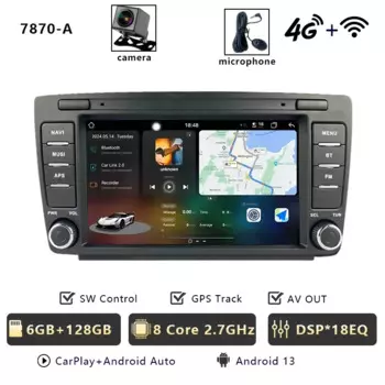Автомобильный радиоприемник CHSTEK Android 13 Carplay для Skoda Octavia A5 Mk2 2004-2014, мультимедийная стереонавигация, Bluetooth WIFI 4G Automotiva