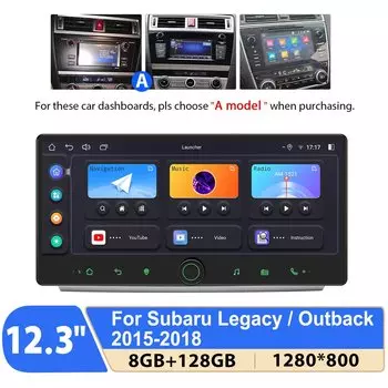Автомобильный радиоприемник JOYING 12,3 дюйма, стерео Мультимедийный Плеер для Subaru Legacy Outback 2015- 2018, встроенный Carplay, Android, автоматическое подключение и воспроизведение