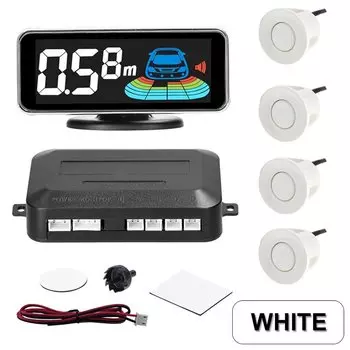 Автомобильный реверсивный радар, 4 датчика, автомобильный парктроник, светодиодный парковочный радар, монитор, система детектора, дисплей парковки, сигнализация о расстоянии препятствий