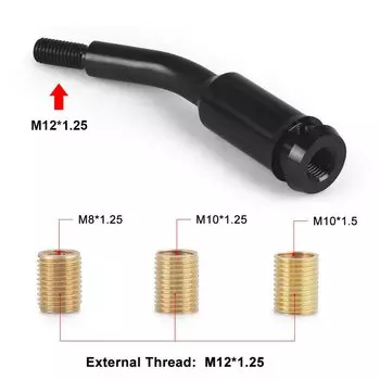 Автомобильный рычаг переключения передач M12 * 1,25, 13 см, удлинитель BEND BENT, короткий рычаг переключения передач, внутренняя резьба: M12 * 1,25 с тремя адаптерами