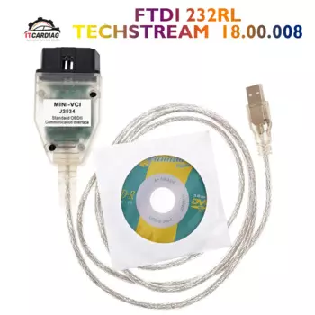 Автомобильный сканер FTDI FT232RL Mini Vci, диагностический кабель OBD OBD2 для Toyota TIS Techstream V18.00.008