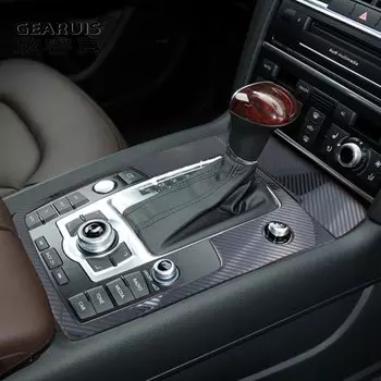 Автомобильный Стайлинг, Мультимедийная панель с подставкой для рук, декоративная крышка, наклейка, отделка для Audi Q7 4l, полоски из углеродного волокна, аксессуары для интерьера автомобиля