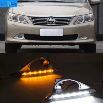Автомобильный Стайлинг светодиодный DRL для Toyota Camry 2012-2014 Габаритные огни дневного светильника с указатель поворота серым Функция реле