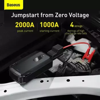 Автомобильный стартер Baseus Power Bank 2000A/1000A 12V Портативное зарядное устройство Auto 12V Аварийное усилитель пускового устройства