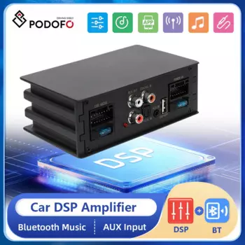 Автомобильный усилитель DSP Podofo, аудио, цифровые звуковые процессоры, Bluetooth, музыка для автомобиля, динамик, мощный сабвуфер, автомобильный стереоусилитель