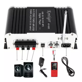 Автомобильный усилитель мощности, 2 канала, Hi-Fi, Bluetooth, поддержка FM-радио, поддержка SD/USB/DVD/MP3 входа, для автомобиля и мотоцикла