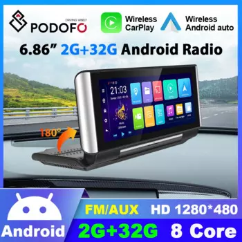 Автомобильный видеоплеер Podofo, экран 6,86 дюйма, 2 + 32 ГБ, Android, поддержка камеры заднего вида