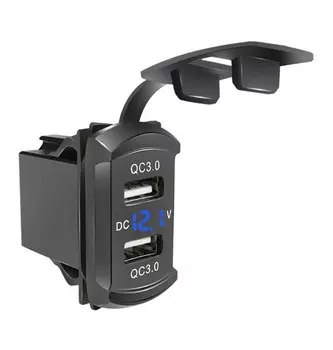 Автомобильный вольтметр с двумя USB-портами, 12-24 В
