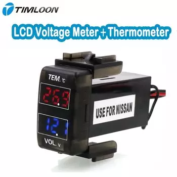Автомобильный вольтметр, внутренний дисплей температуры, монитор батареи для NISSAN, Qashqai, Tida, X-trail, Sunny, NV200