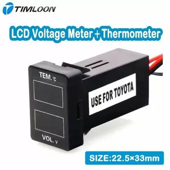 Автомобильный вольтметр, внутренний/внешний дисплей температуры, монитор батареи для TOYOTA, Corolla, Camry, Vios, Rav4