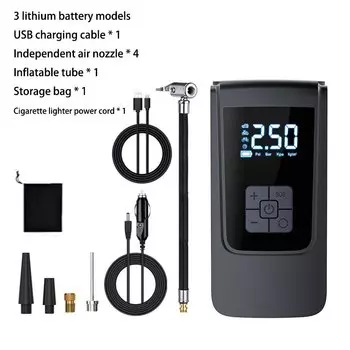 Автомобильный воздушный компрессор Xiaomi, беспроводной/проводной надувной насос, светодиодное освещение, ЖК-дисплей, воздушный насос, накачка шин для мотоциклов, автомобилей