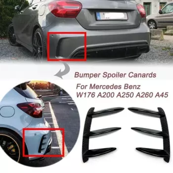 Автомобильный задний бампер ABS, черный спойлер, каначки для Mercedes Benz W176 A200 A250 A260 A45 Для AMG, 2 шт., Сменные аксессуары