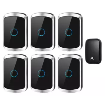 Автономный водонепроницаемый беспроводной дверной звонок WEMEDA без батареи, штепсельная вилка EU US UK, беспроводной дверной звонок 60 мелодий, 1 кнопка, 6 приемников