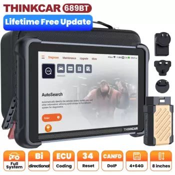 Глобальная версия THINKSCAN 689BT, бесплатный пожизненный автоматический сканер OBD2, CANFD DOIP, полный системный привод, тест 34, сброс автомобиля, диагностический инструмент