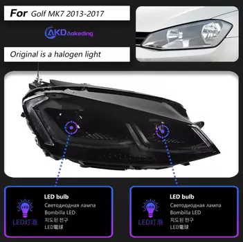 Автозапчасти для VW Golf 7 MK7 GTI, фары 2013-2017, обновление гольфа 7,5, Стайлинг, светодиодный DRL, двойной проектор, автомобильные аксессуары, модифицированные