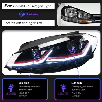 Автозапчасти фары для VW Golf 7.5 MK7.5 2017-2020 2L Стайлинг светодиодные дневные фары двойной проектор DRL автомобильные аксессуары Facelift