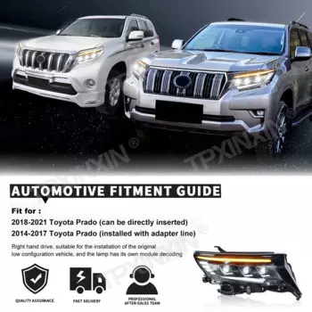 Автозапчасти премиум-класса для Toyota Prado 2018-2021, светодиодные фары, бифокальные линзы в сборе, установка высокого качества, автомобильный аксессуар, горячая распродажа