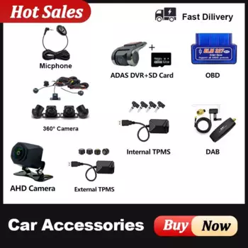 Аксессуары для AHD камеры заднего вида USB DVR 360 камера TPMS OBD инструменты для микрофона Android автомобильное радио навигация Мультимедиа